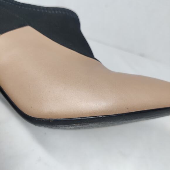 Via Spiga Bayne Leather Color Block Luxury Bootie Heels 6 Made in Italy Designer - Picture 10 of 12